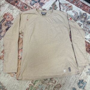 Ariat FR Air Crew Long Sleeve T-shirt Fire Resistant Material Tan Men’s Small